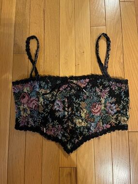 Floral vintage embroidery style corset top